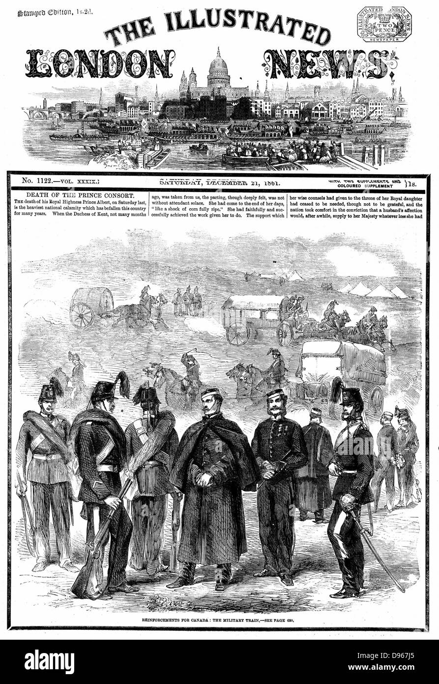 Albert (1819-61) consorte della regina Victoria dal 1840. La morte del principe Alberto, 14 dicembre 1861. Masthead di 'Illustrated London News' mostra bordo nero che denota la nazione è in lutto. Foto Stock