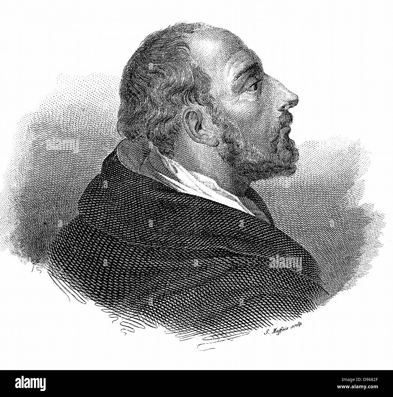 San Tommaso d Aquino (c1225-1274) Italiano filosofo e teologo; unite Ordine Domenicano (nero frati); ha studiato sotto Albertus Magnus a Colonia; scritto commenti su Aristotele. Incisione su rame Foto Stock