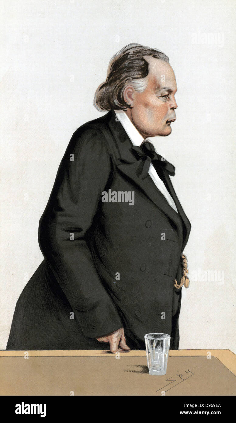 Charles Bradlaugh (1833-91) British libero pensatore e riformatore sociale. Insegnato sotto il nome di "iconoclasta". Eletto MP per Northampton 1880 si è rifiutato di prestare giuramento e espulso. Rieletto e respinti fino al 1886 quando egli prese il giuramento. "Py" cartoon da "Vanity Fair" Londra Giugno 1880 Foto Stock