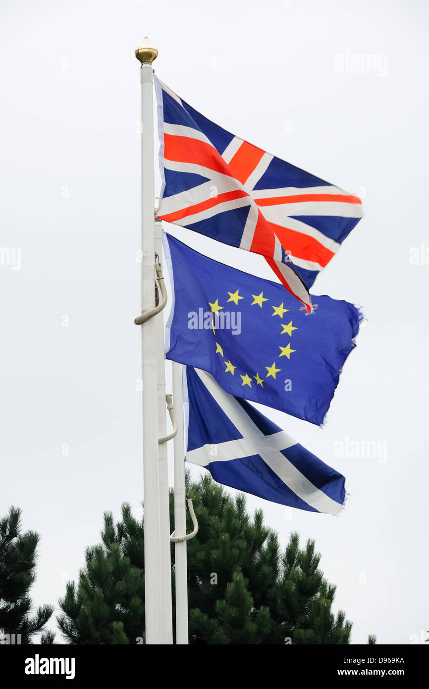 Tre bandiere Foto Stock