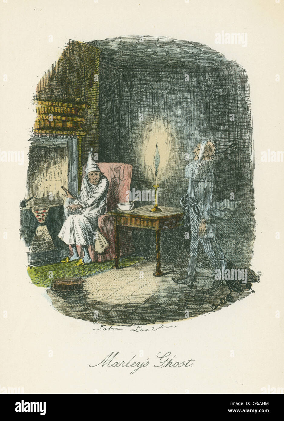 Marley's ghost apparendo Scrooge. Illustrazione di John Leech (1817-64) per Charles Dickens "A Christmas Carol", Londra 1843-1844. Foto Stock