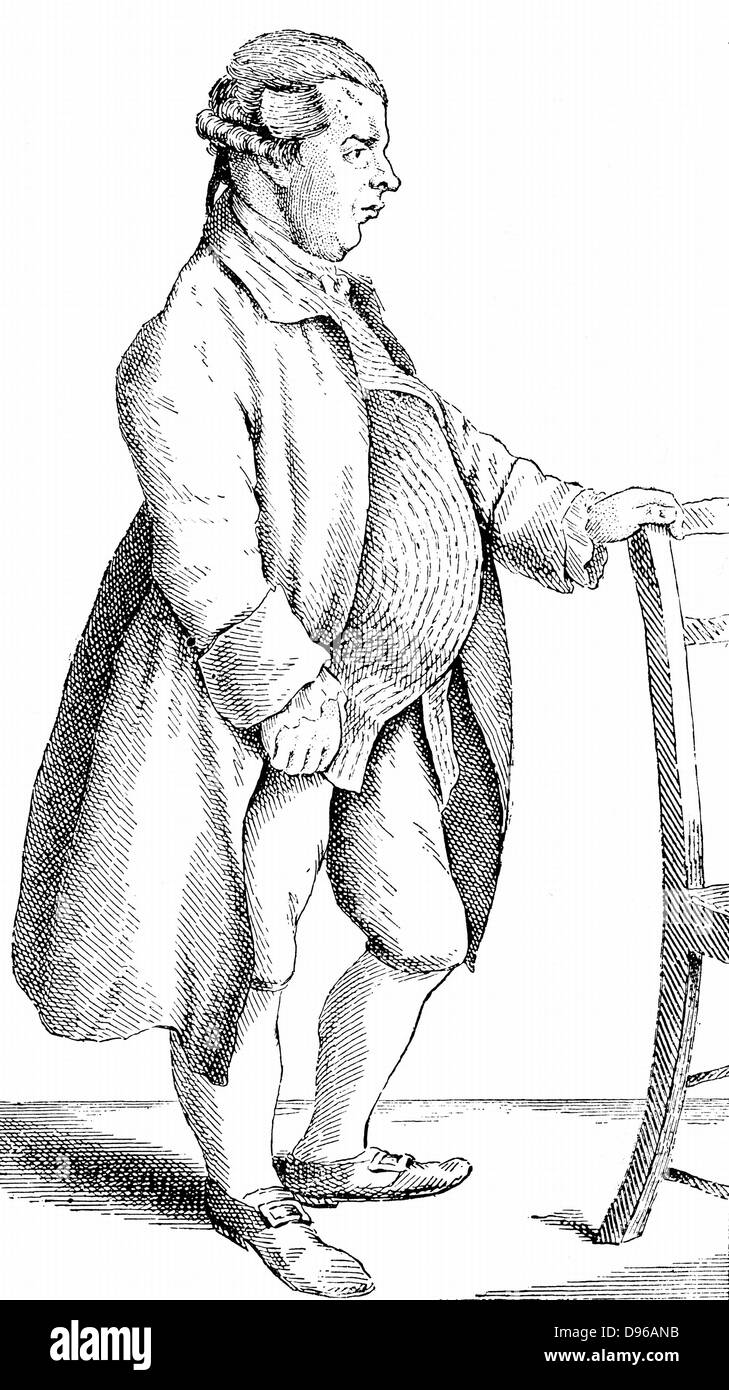 Thomas Bambridge (attivo 1729) operaio della flotta prigione, Londra. Nel 1728 egli è stato oggetto di inchiesta parlamentare nella sua crudeltà. Per due volte tenta e assolto per omicidio di un prigioniero. Incisione. Foto Stock