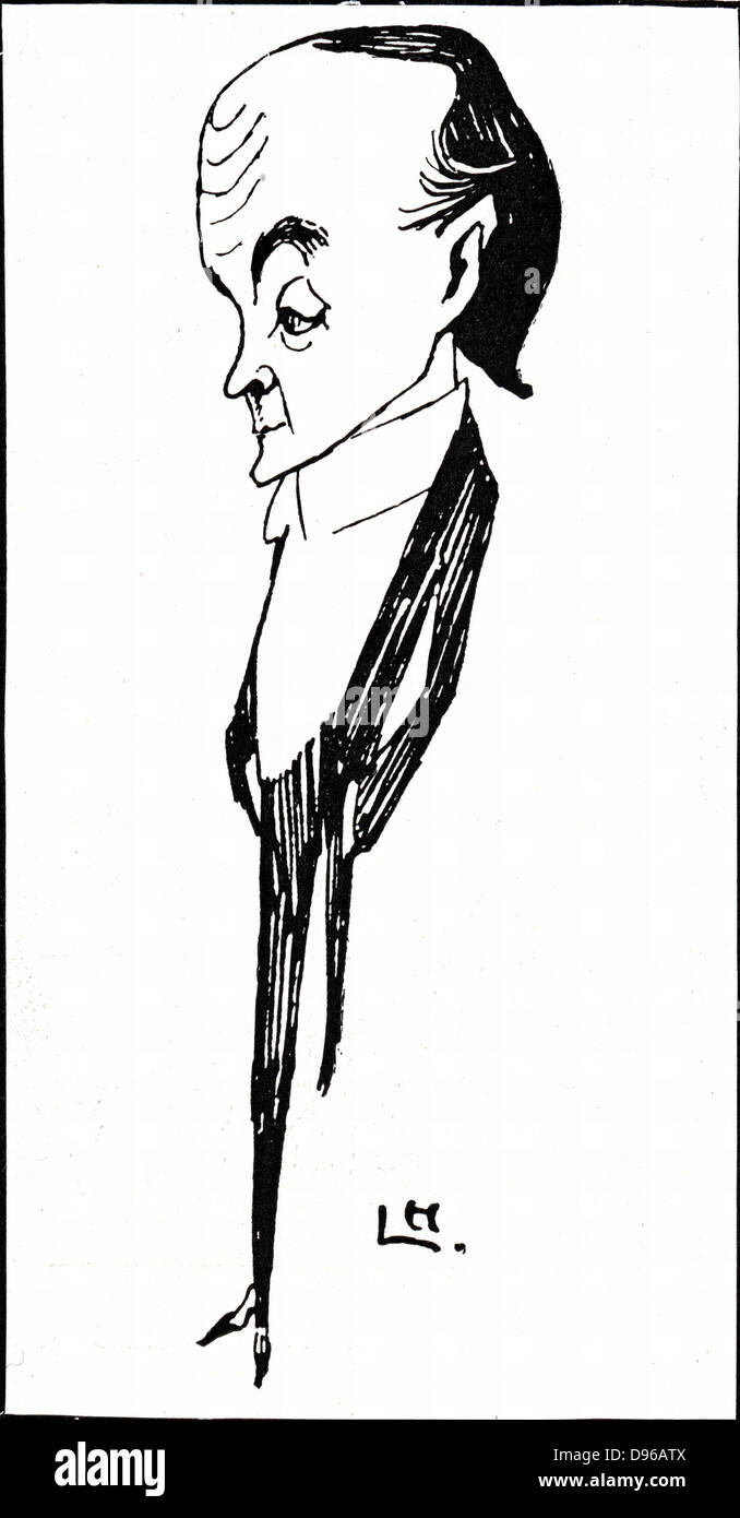 Max Beerbohm (1872-1956), scrittore britannico e caricaturista. Un romanzo, "Zuleika Dobson" (1912). La caricatura di Laurence Houseman pubblicato 1901. Incisione Foto Stock