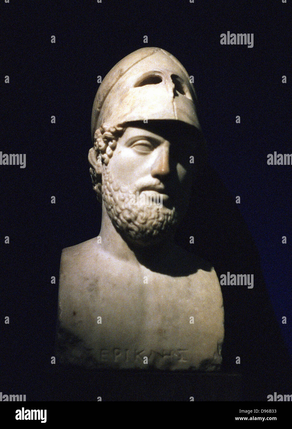 Il marmo busto di Pericle (Pericle) statista ateniese (c490-429 BC) romana del II secolo a.c. ha detto di essere da villa Adriana a Tivoli, Lazio, Italia. Foto Stock
