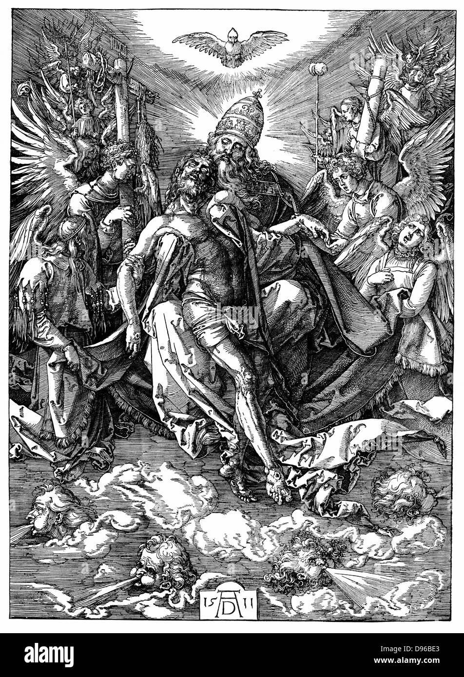 La trinità (al trono della grazia). Silografia di Albrecht Durer, 1511. Foto Stock