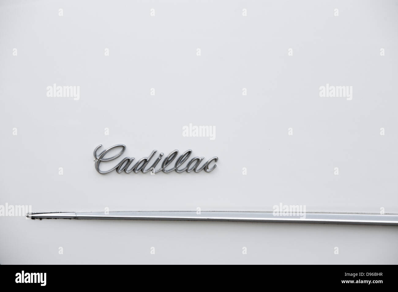 Close up di dettaglio di un bianco oldtimer cadillac Foto Stock