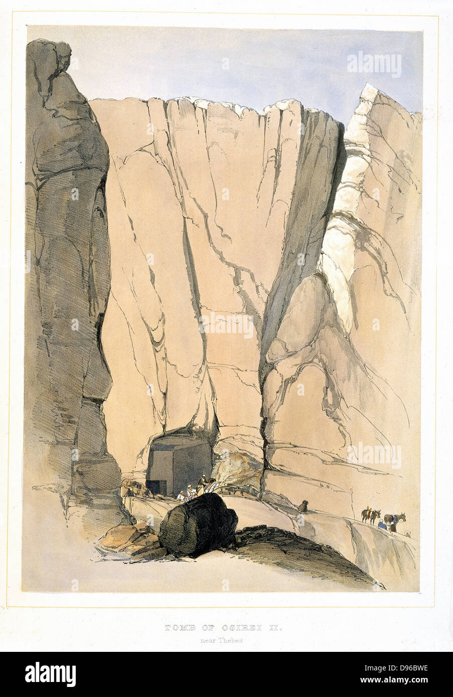 La Valle dei Re vicino a Tebe, 1855. Litografia dopo il Signore Wharncliffe. Collezione privata Foto Stock