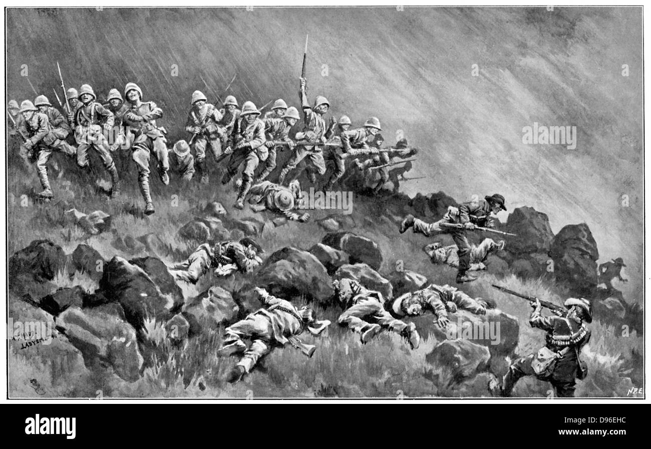 Assedio di Ladysmith, l novembre 1899-28 febbraio 1900. Scaramuccia tra assediava Boers e le truppe britanniche. Seconda guerra boera 1899-1900. Foto Stock