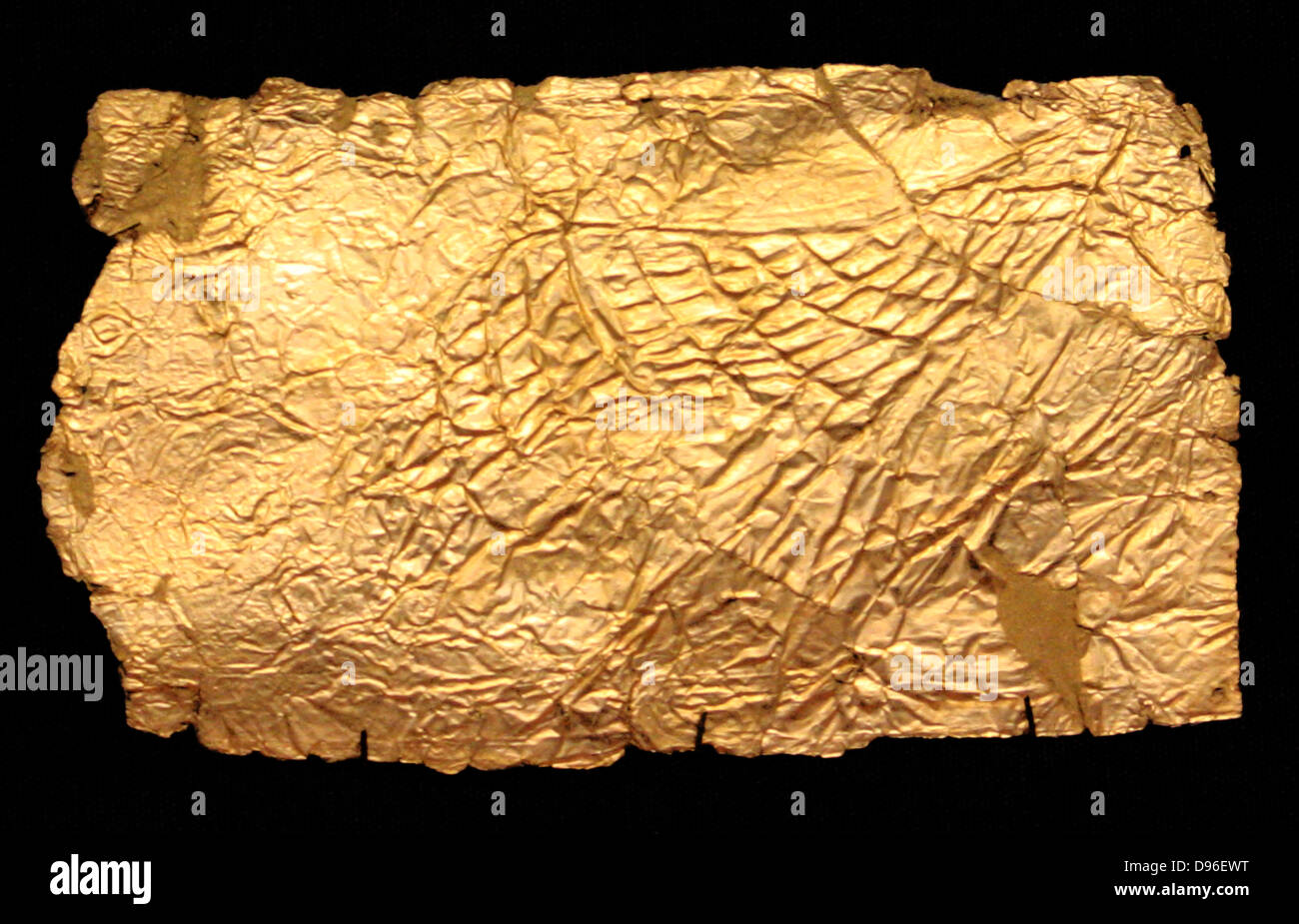 Foglio micenea gold copre per il vaso di vetro a forma di placche. Circa 1350-1200 A.C. Il Greco antico. Foto Stock