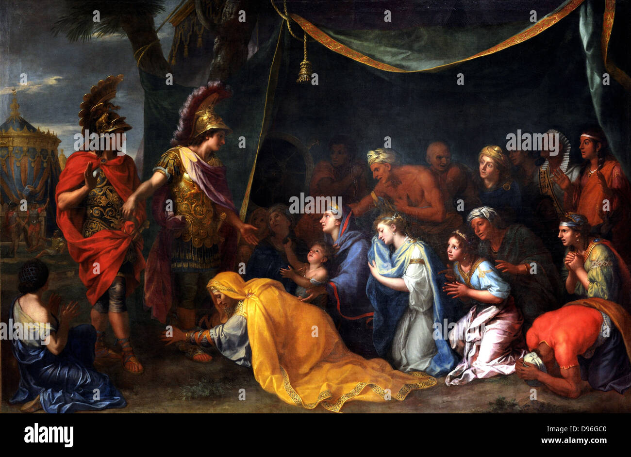 Le regine della Persia ai piedi di Alexander chiamato anche "Tenda di Dario'. Olio su tela. Da Charles Le Brun del 1660 circa. Foto Stock