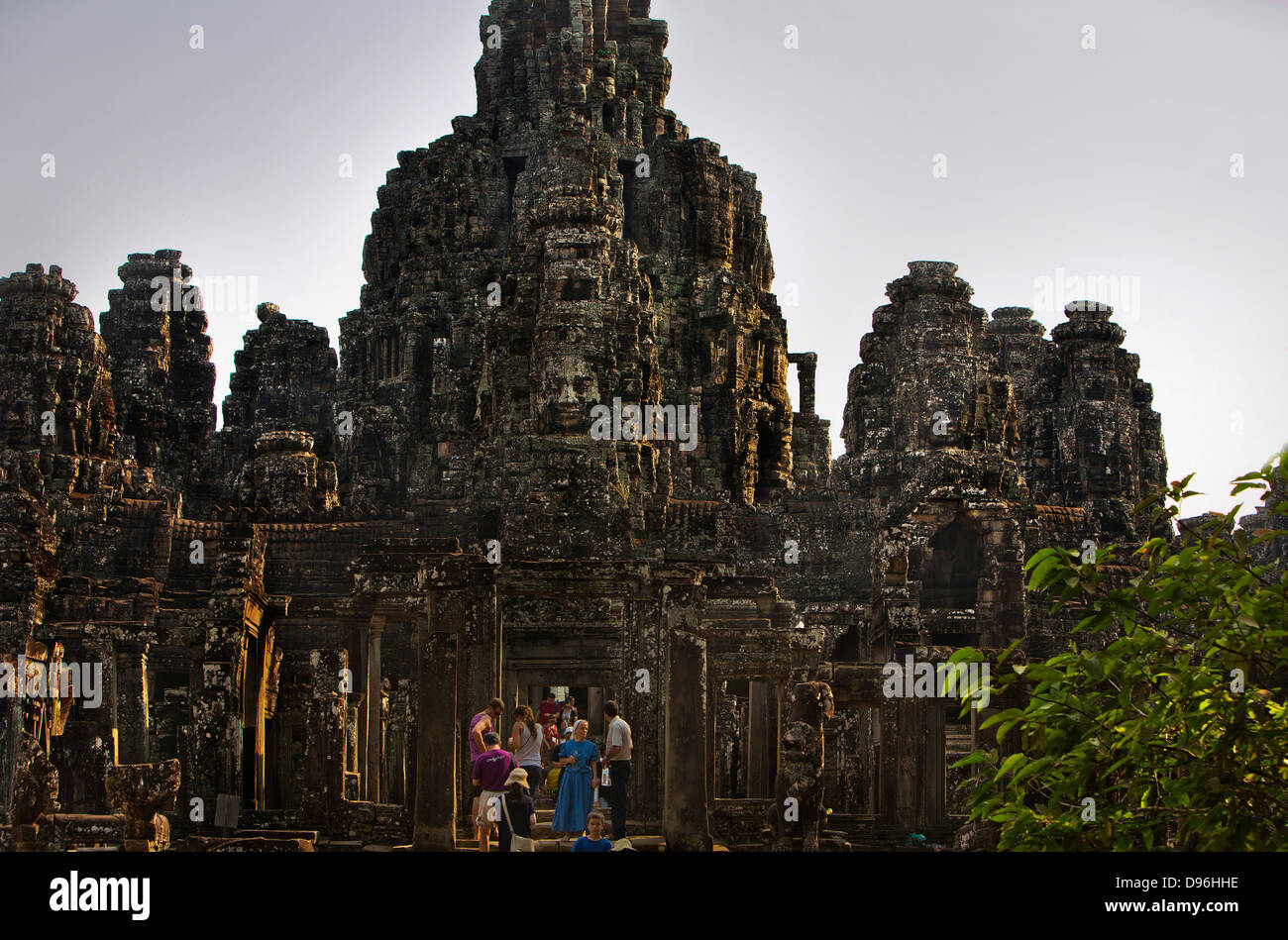 Tempio Bayon, Ankor. Bayon è noto per la sua enorme facce di pietra del bodhisattva Avalokiteshvara, Ankor Wat Cambogia Foto Stock