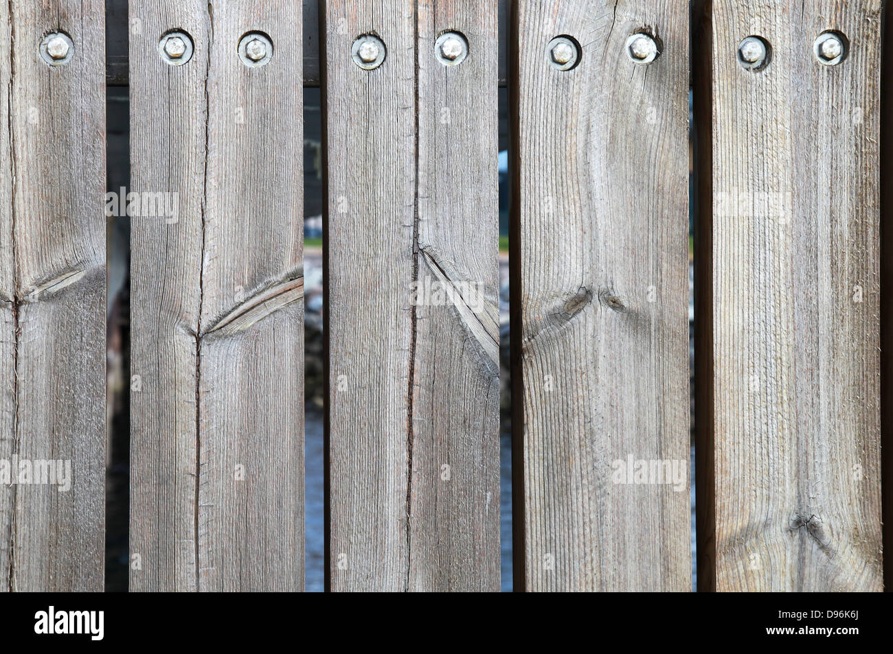 Schede madri a spiovente e le viti della recinzione di legno Foto Stock