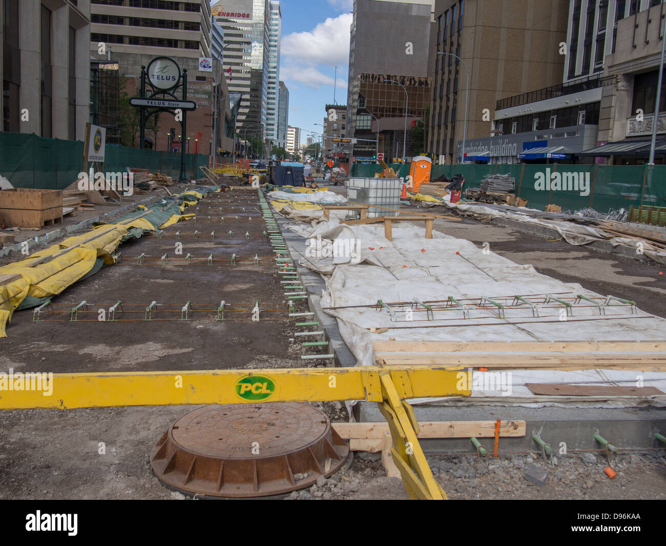Costruzione sul sito Jasper Ave nel centro di Edmonton Foto Stock