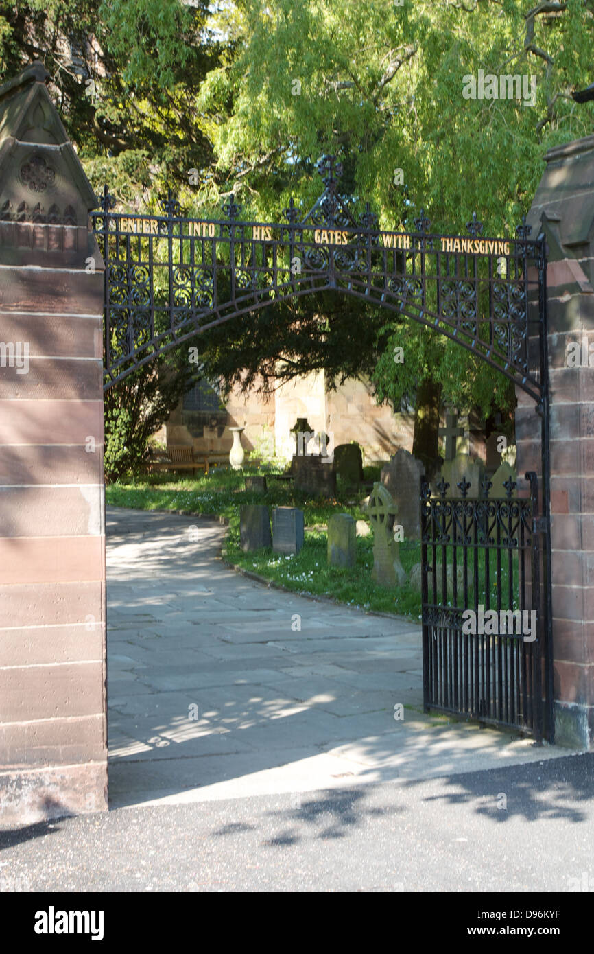 Porta principale di accesso alla parrocchia di Hawarden, chiesa, Hawarden, Flintshire, il Galles del Nord Foto Stock