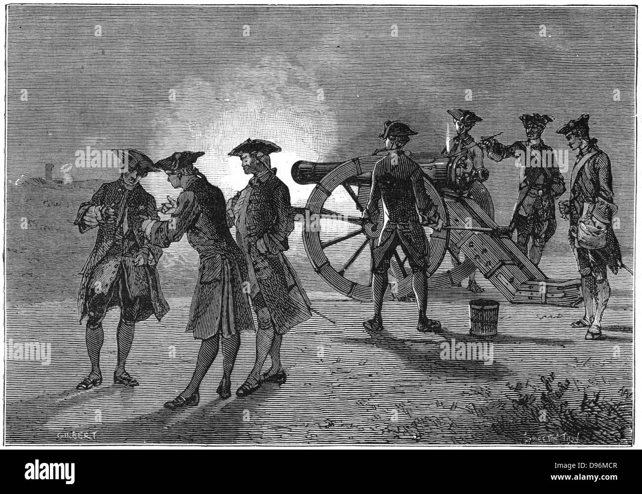 Nel 1822 il francese ha nominato la commissione per trovare la velocità del suono in aria. Due colline vicino a Parigi scelto per l'esperimento a Villejuif e Montlhery. Su ogni colle una pistola è stato scaricato. In veste di osservatori in altri hill, rilevando il tempo di flash e il momento in cui hanno sentito rapporto, calcolata la velocità per essere 1,118.152 piedi (340.8m) al secondo. Gay-Lussac, Humboldt e Bouvard a Montlhery; Arago, Mathieu e Prony erano a Villejuif. Da Robert Brown 'Scienza per tutti", Londra, c.1880 Foto Stock