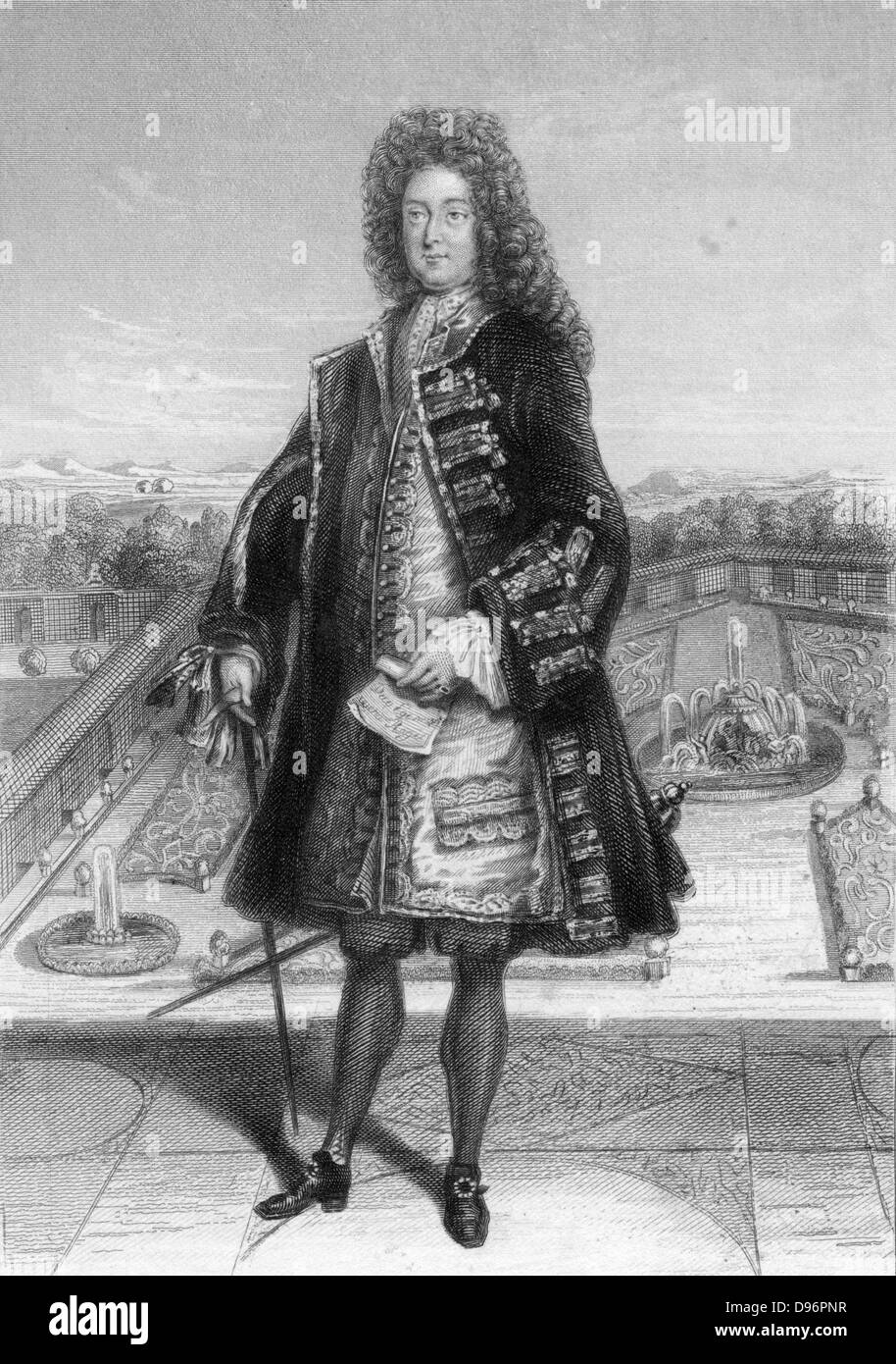 John Law (1671-1729), il controllore generale di Francia, 1720. Un economista scozzese, giocatore, banchiere, assassino, royal advisor, esilio, rastrello e avventuriero. Egli è meglio conosciuto come il fondatore del Mississippi fraudolento regime (1717-1720), che ha fatto di lui un milionario di carta. Foto Stock
