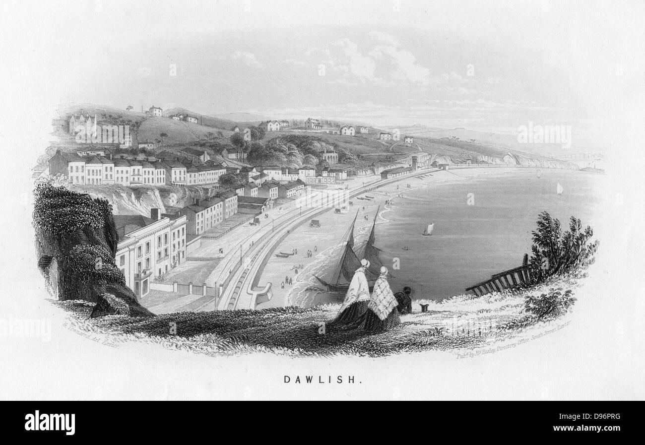 South Devon Railway, più tardi Great Western Railway (GWR) a Dawlish. Essa mostra la via di Isambard Kingdom Brunel (1806-1859) Foto Stock