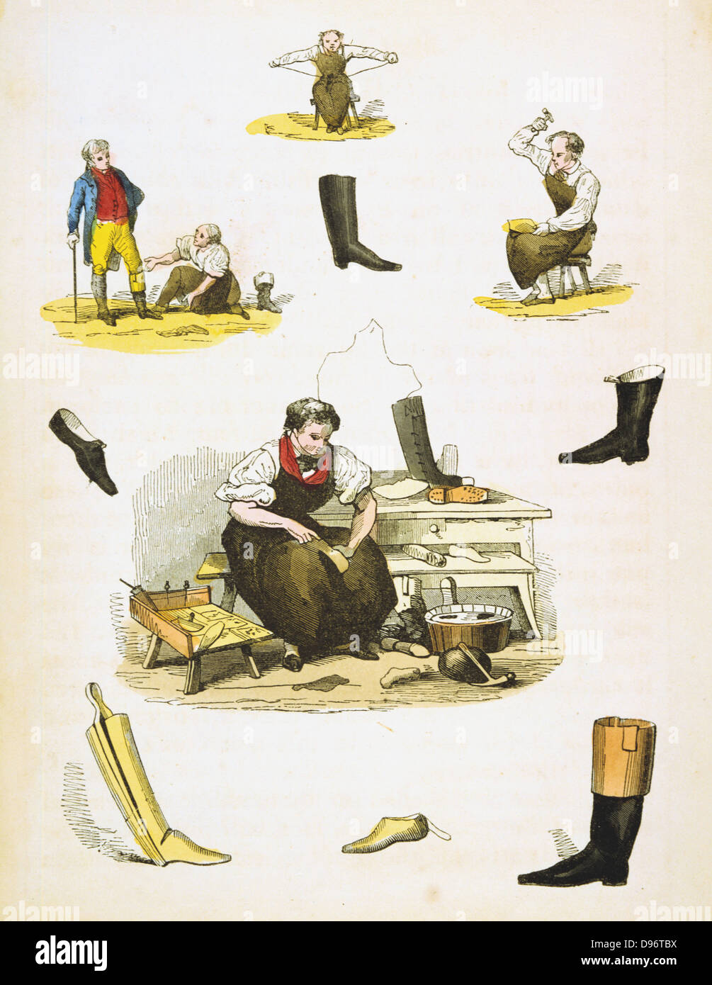 Calzolaio e calzaturiero. Da Ruben passeggiate " del bambino tesoro di conoscenza e divertimento", Londra, c1845. Foto Stock
