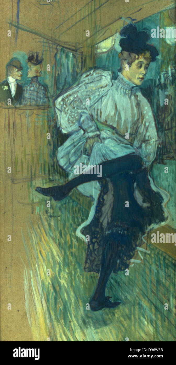 Jeanne Avril dancing' 1892: Henri Toulouse Lautrec (1864-1901) francese pittore, disegnatore e illustratore. Olio su cartone. Foto Stock