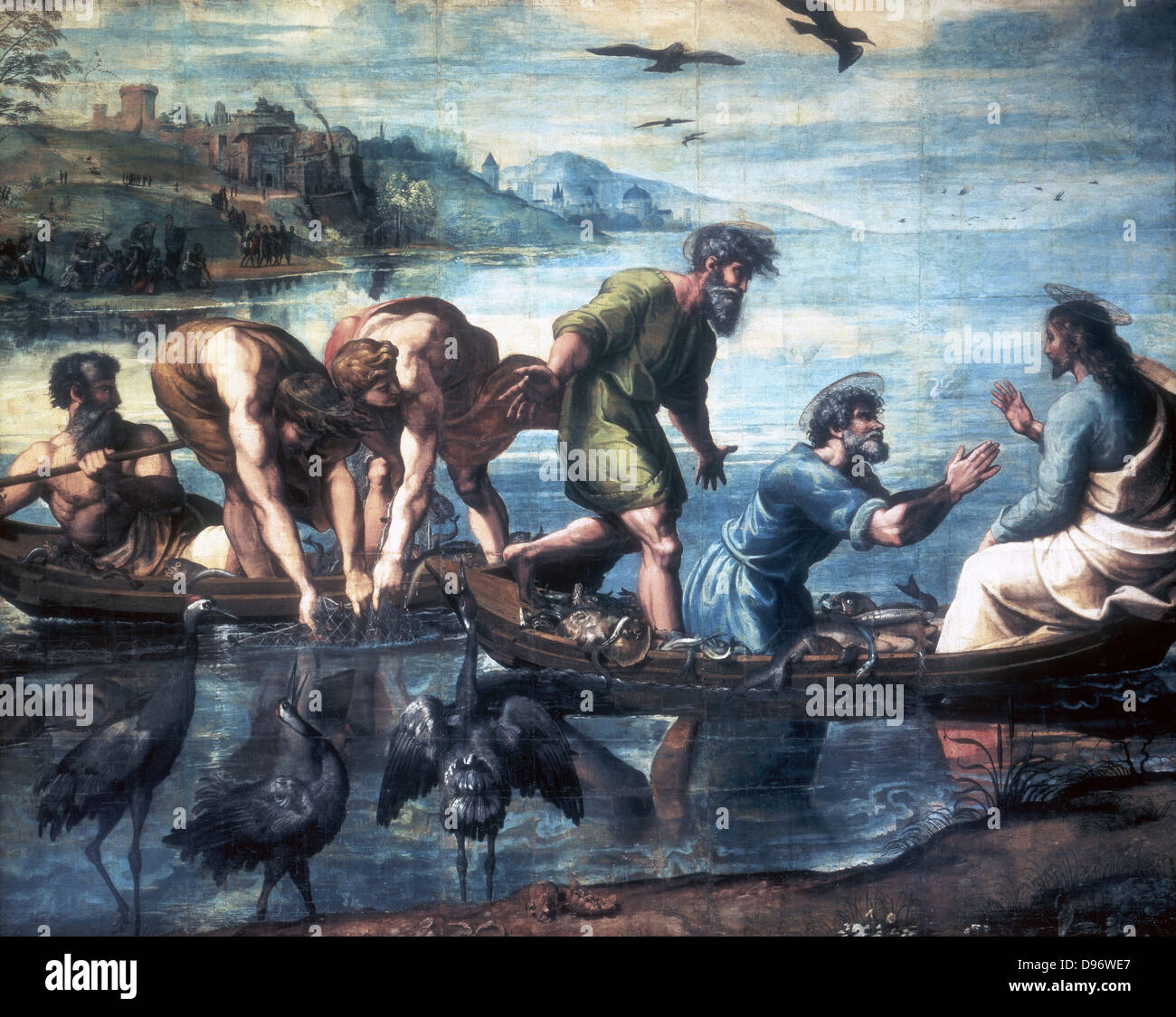 La pesca miracolosa". Raphael (Raffaello Santi 1483-1520), pittore italiano. Gouache. Foto Stock