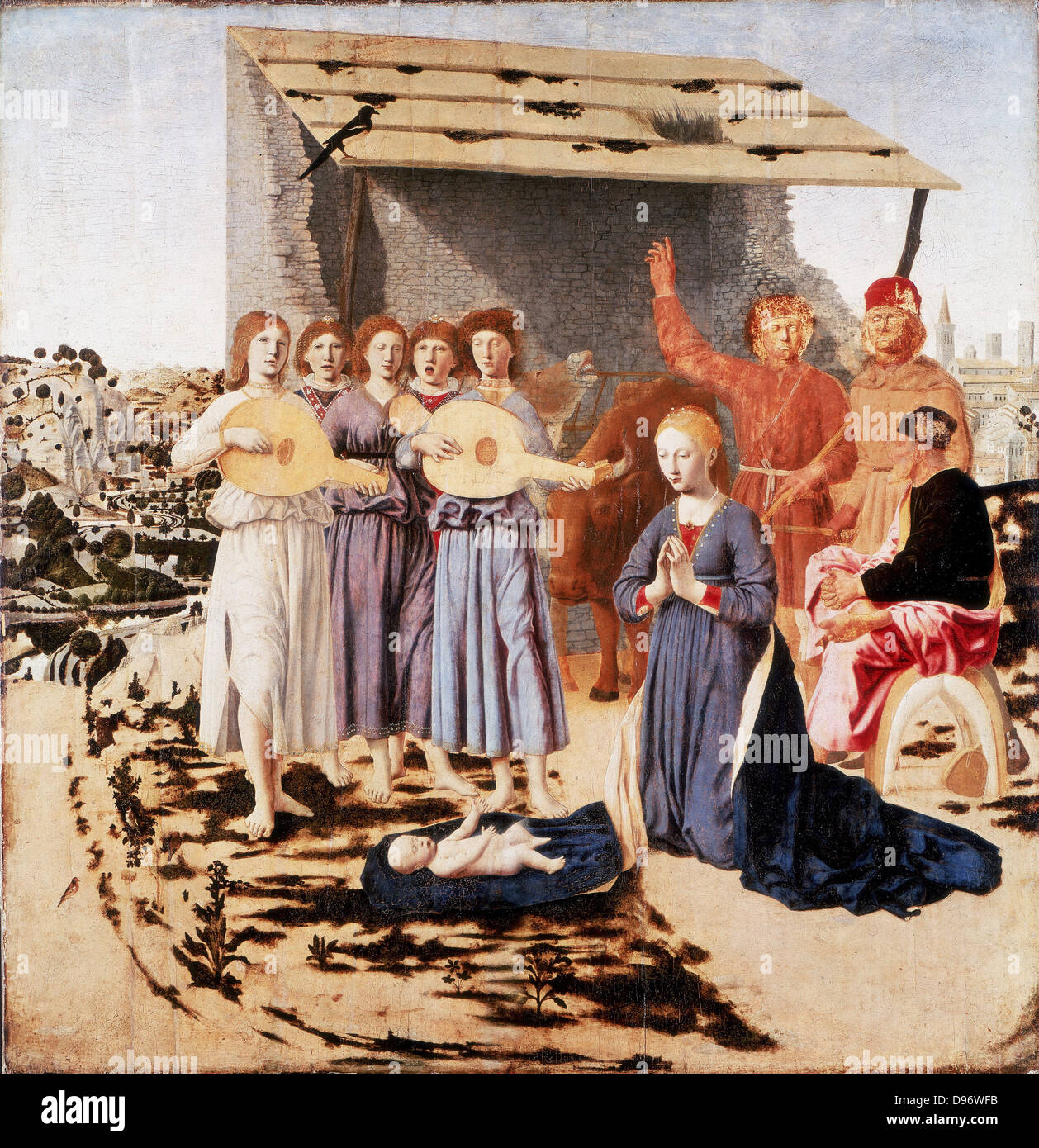La natività' 1470-1485: Piero della Francesca (c1422-1492) artista italiano. Foto Stock