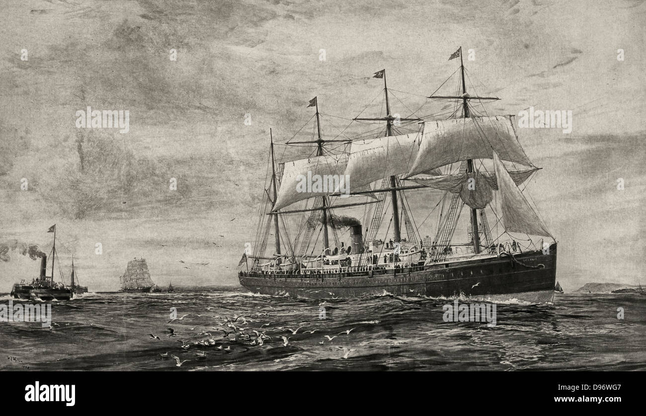 La vite steamship Oceanic - Pioneer sistema di cottura a vapore della White Star Line, circa 1870 Foto Stock