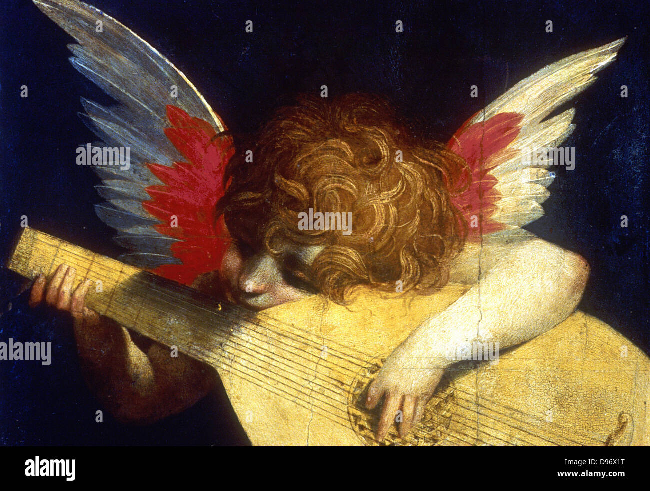 Putto alato giocando un liuto. Florentino Rosso (1494-1540). Foto Stock
