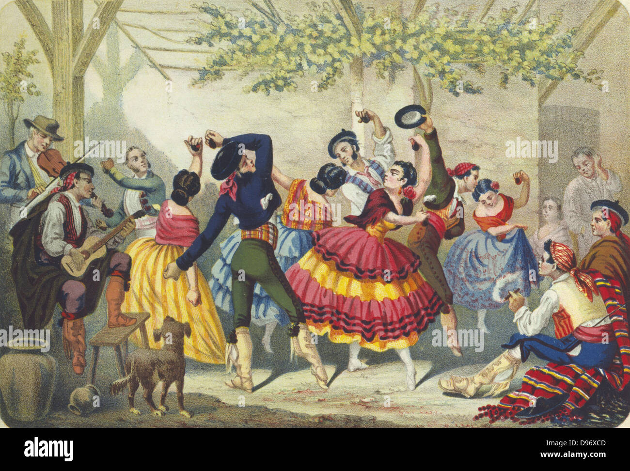 Ballerini di spagnolo. Xix secolo litografia colorata. Foto Stock