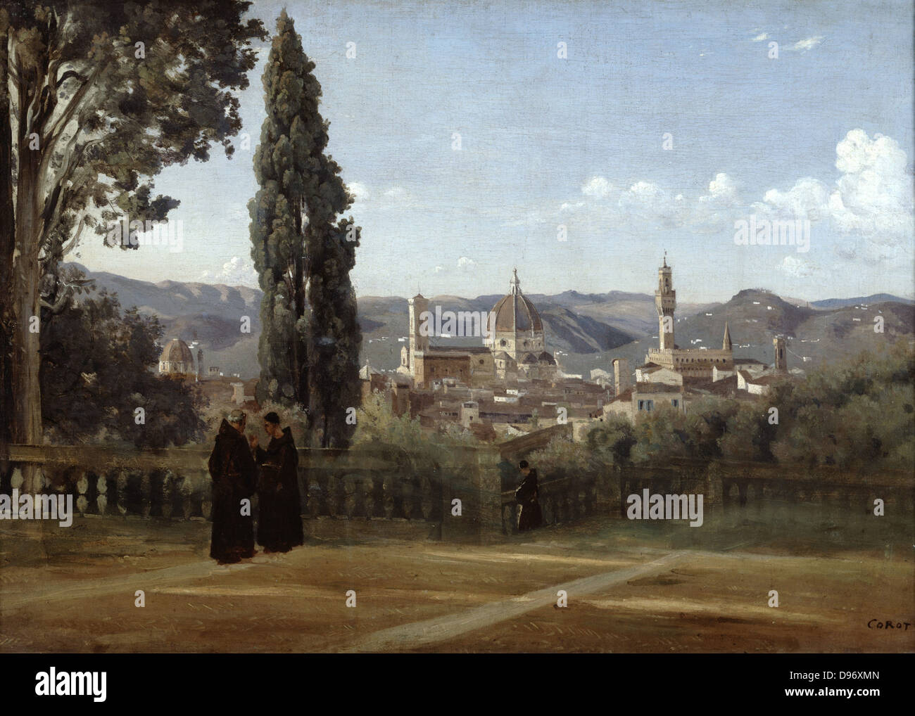 Firenze. Vista dal Giardino di Boboli' dopo il 1834. Jean-Baptiste Camille Corot (1796-1875), pittore francese. Olio su tela . Foto Stock