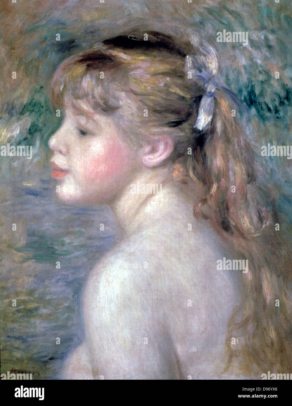 Testa di un bambino. Pierre August Renoir 1841-1919) artista francese. Olio su tela. Foto Stock