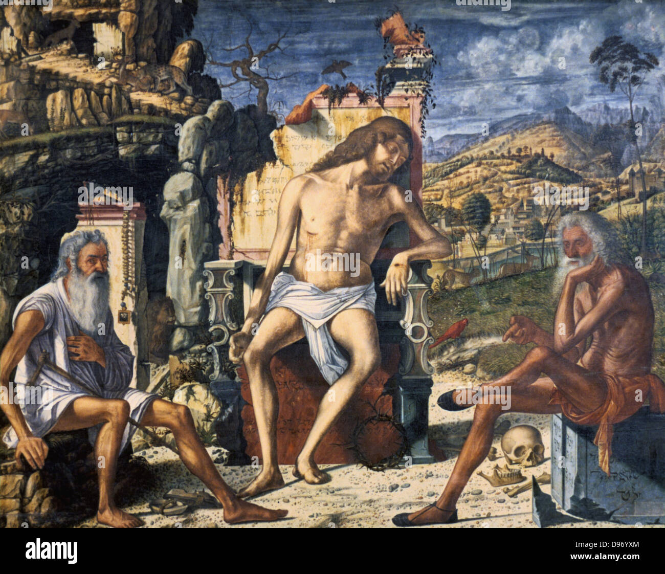 Nella meditazione della Passione", 1510. Cristo tra San Girolamo, sinistra e lavoro, a destra. Vittore Carpaccion (C1465-c1525) pittore italiano. Tempera su legno. Foto Stock