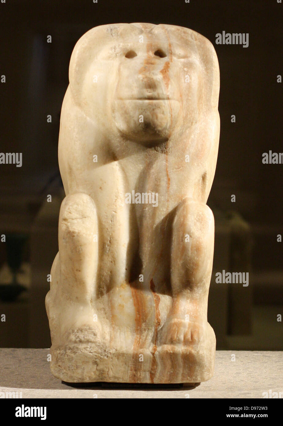 Inserita la figura di un babbuino con il cartiglio del re Narmer 3000 anni a.c. calcite-alabastro. Foto Stock