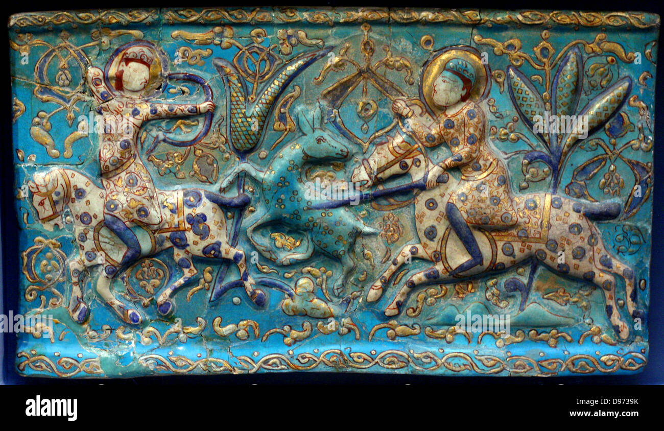 Smaltato piastrella di ceramica, Iran. Foto Stock