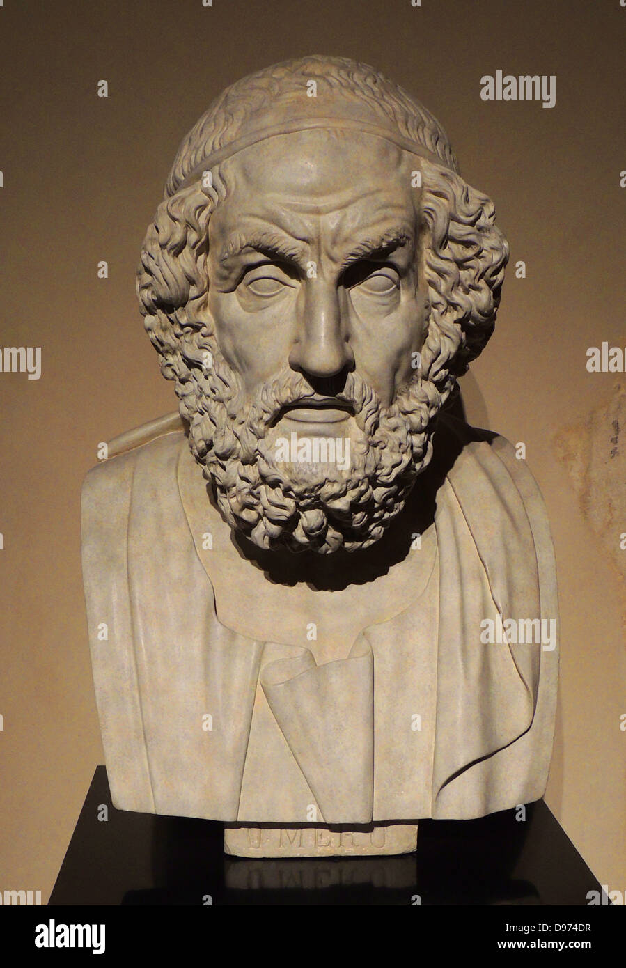 Busto del poeta cieco Omero In Western tradizione classica di Omero è l'autore dell'Iliade e l'Odissea ed è venerato come il più grande greco antico poeta epico. Quando viveva è sconosciuta ma Erodoto ritiene di essere intorno al 850 A.C. Foto Stock