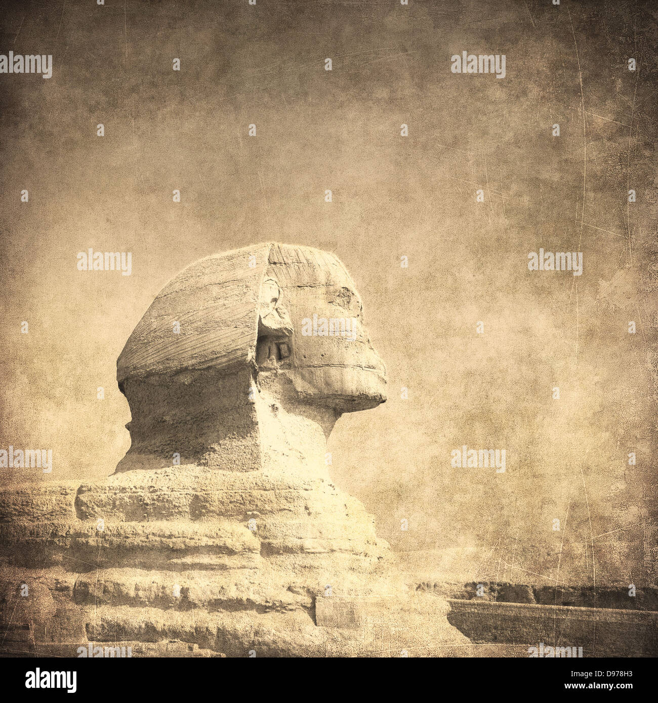 Immagine di grunge di sphynx e piramide Foto Stock