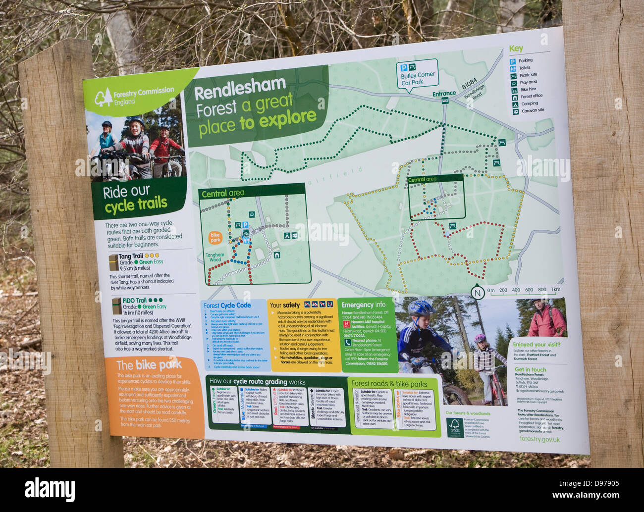 Mappa Tempo libero per i visitatori di Rendlesham Forest, Suffolk, Inghilterra Foto Stock