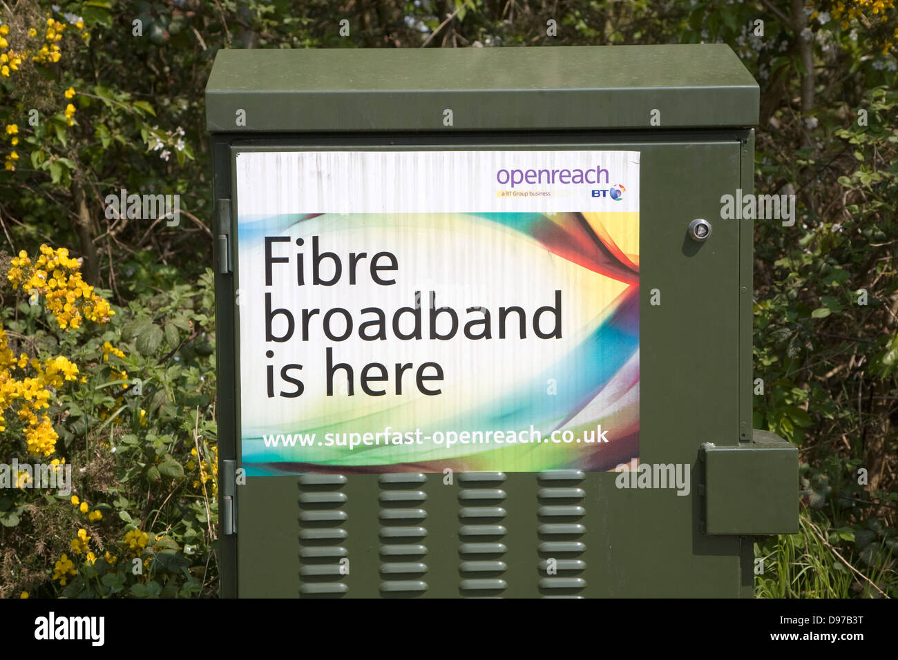 BT Openreach a banda larga in fibra è qui annuncio, Suffolk, Inghilterra Foto Stock