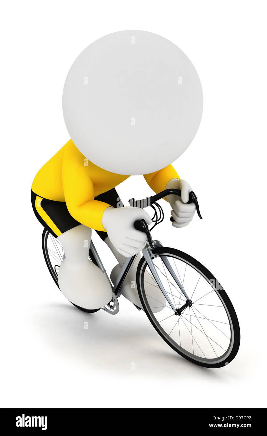 3d bianchi racing ciclista su un ciclo e indossa una maglia gialla, isolato  sfondo bianco, l'immagine 3D Foto stock - Alamy
