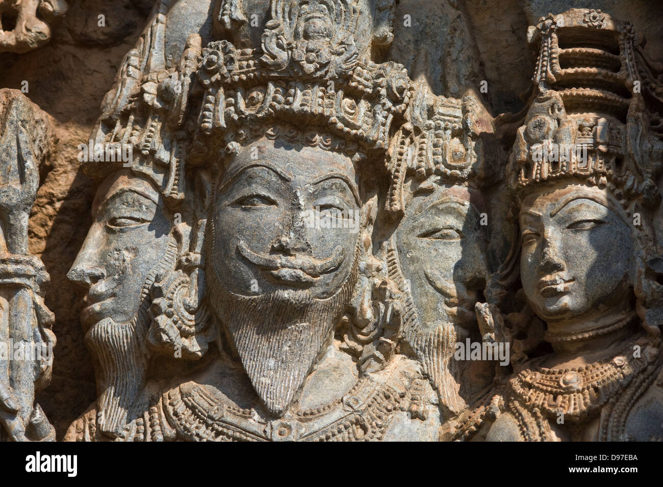 Asia, India, Karnataka, Halebid, Tempio di Hoysalesvara Foto Stock