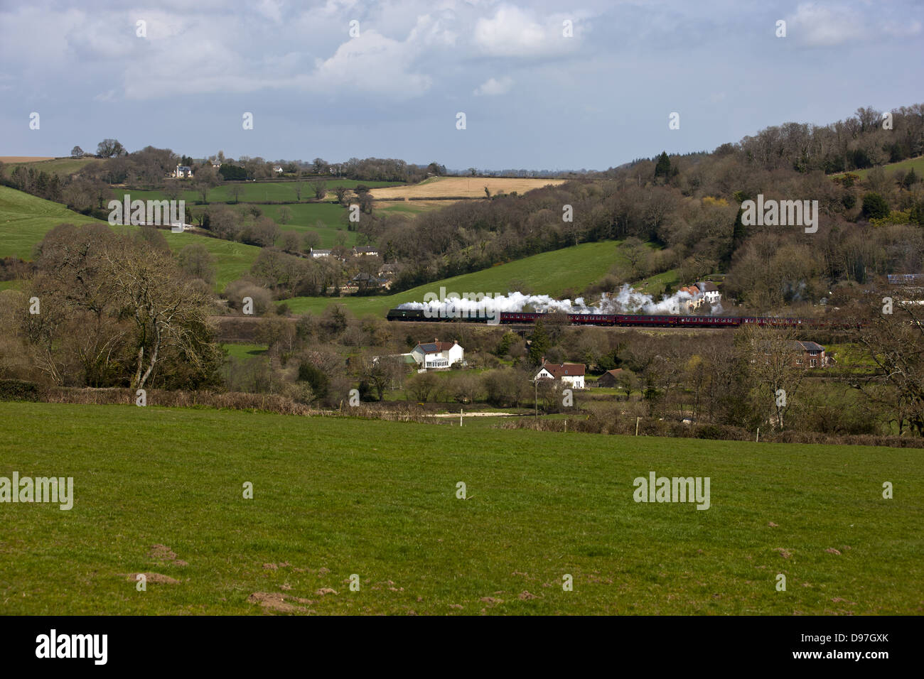 La Gran Bretagna della cottura a vapore su banca a Honiton Foto Stock