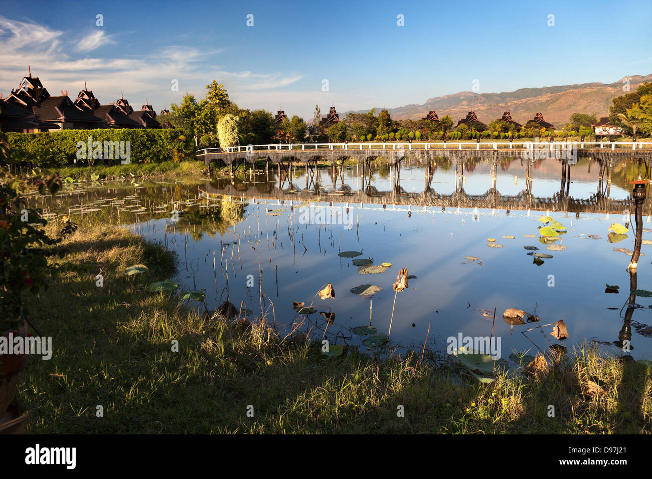 Il Lago Inle Resort al tramonto, Myanmar 2 Foto Stock