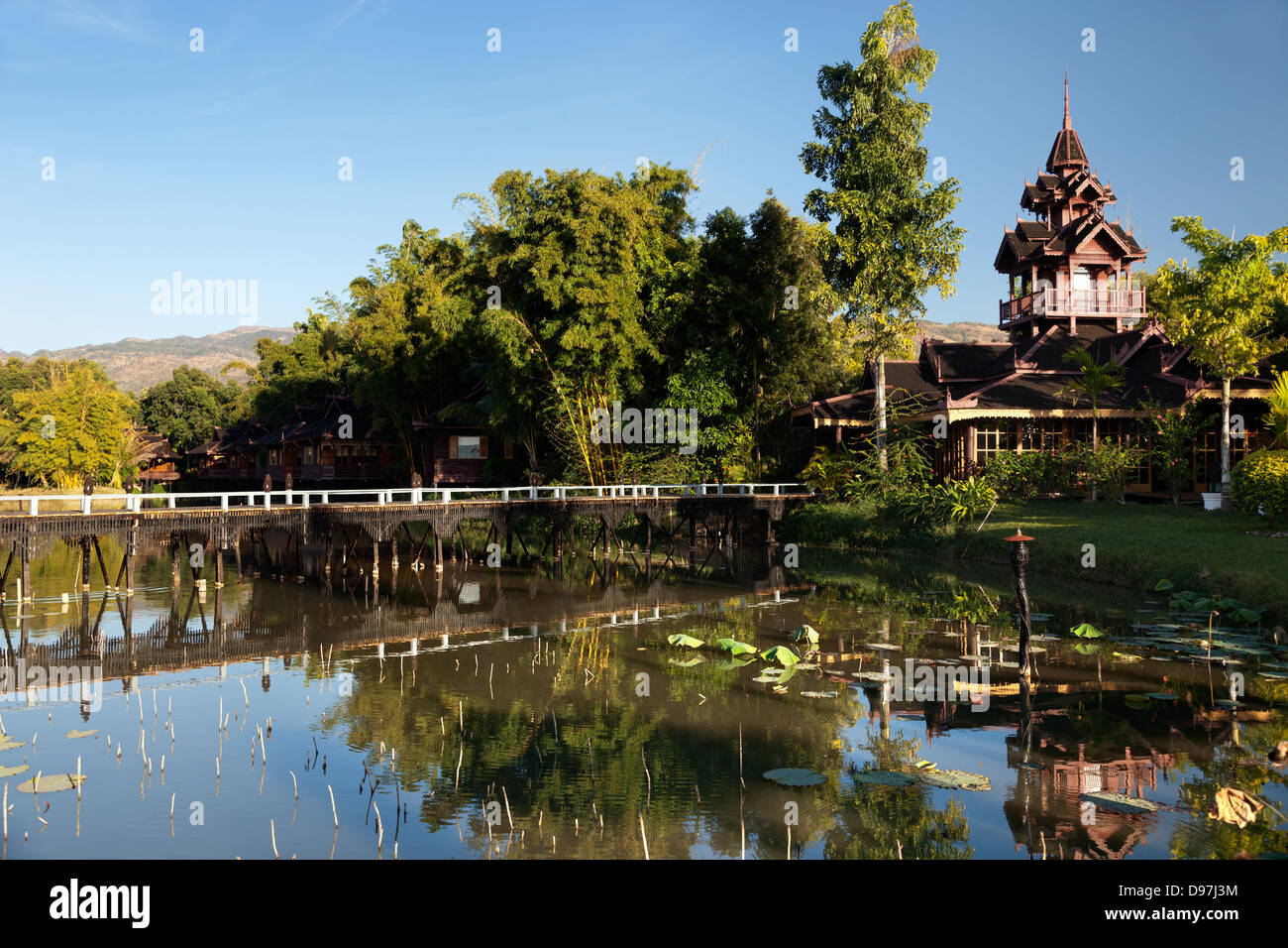 Il Lago Inle Resort al tramonto, Myanmar 3 Foto Stock