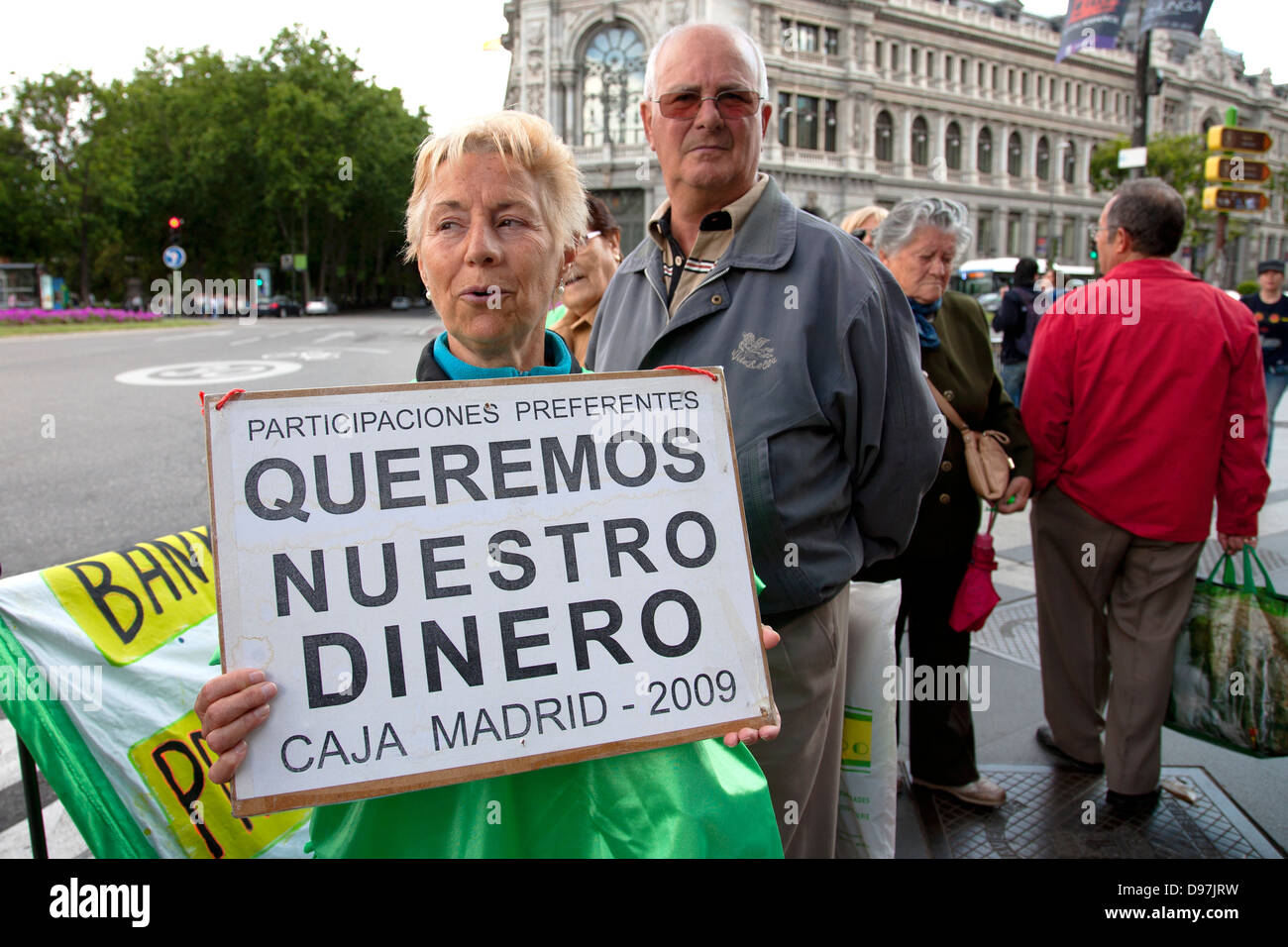 La protesta contro la Caja Madrid, Madrid , Spagna Foto Stock
