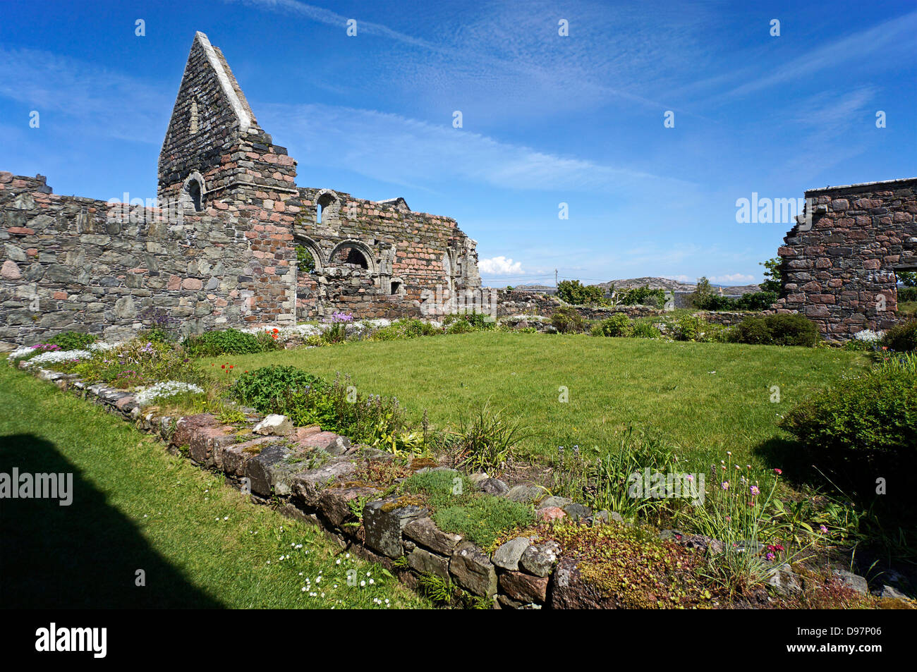 Iona Convento Giardino a Baile Mor sull'Isola di Iona nelle Ebridi Interne di Scozia Foto Stock
