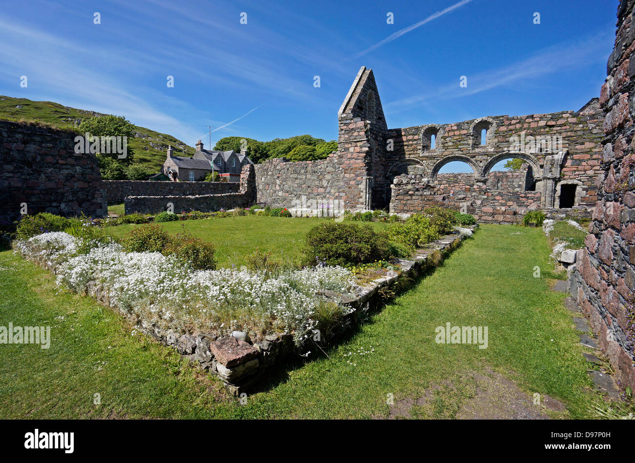 Iona Convento Giardino a Baile Mor sull'Isola di Iona nelle Ebridi Interne di Scozia Foto Stock