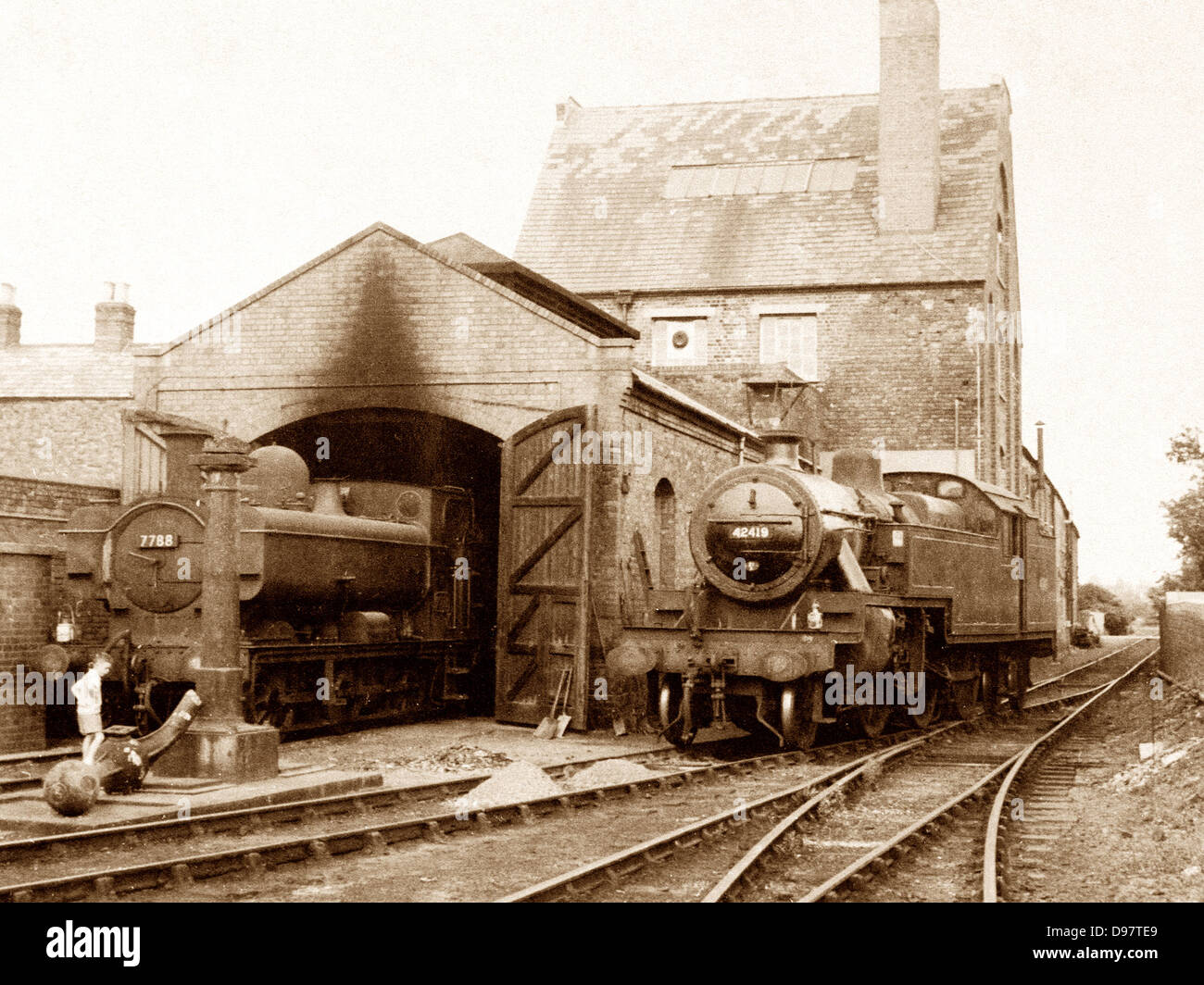 Tewkesbury capannone ferroviario probabilmente 1940s Foto Stock