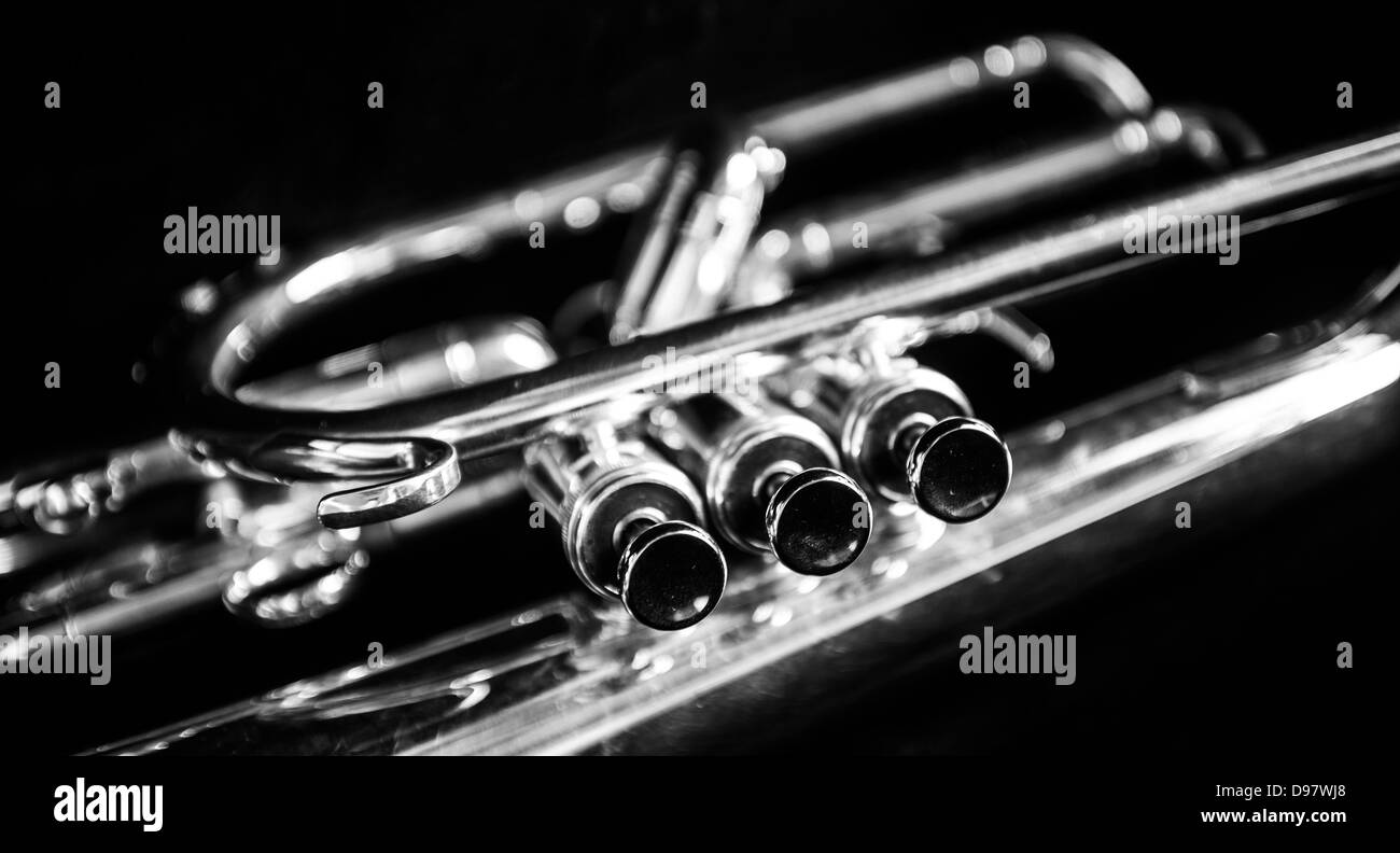 Tre valvole mellophone in bianco e nero Foto Stock