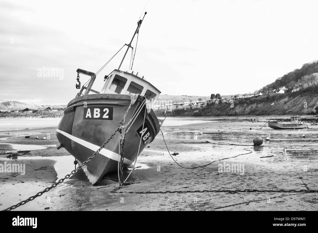 Barca da pesca AB2 a New Quay Porto West Wales ceredigion mono Foto Stock