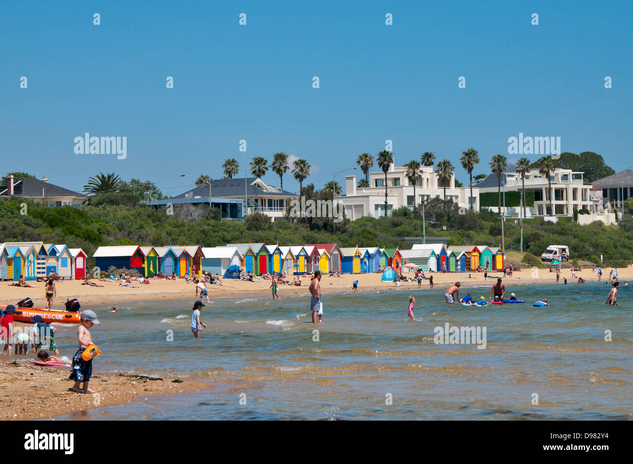 Cabine sulla spiaggia, Spiaggia di Brighton Melbourne Victoria Australia Foto Stock