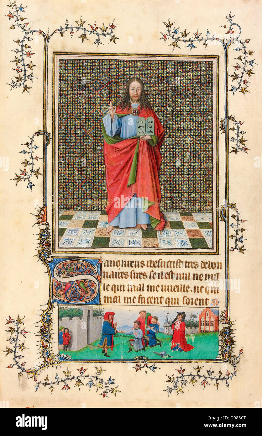 Maestro della Crocifissione di Berlino 1440 - 1450 tempere, foglia oro e inchiostro su pergamena. Getty Center, Paul Getty Museum Foto Stock